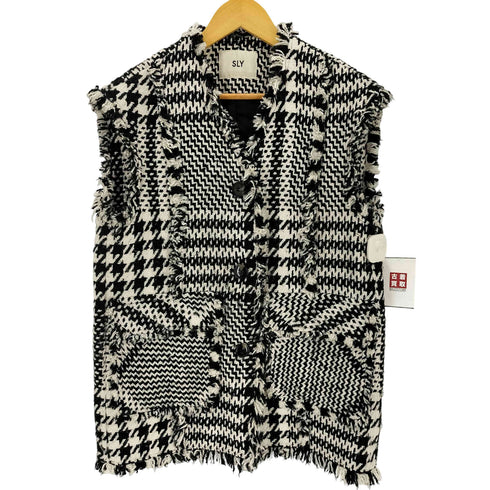 スライ SLY TWEED PATTERN NO COLLAR ツイードパターン ノーカラー ベスト レディース FREE