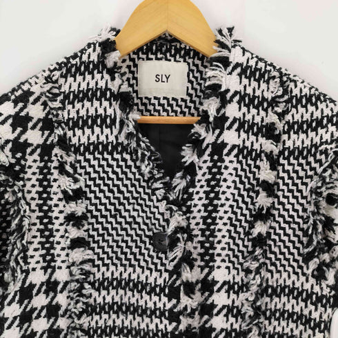 スライ SLY TWEED PATTERN NO COLLAR ツイードパターン ノーカラー ベスト レディース FREE