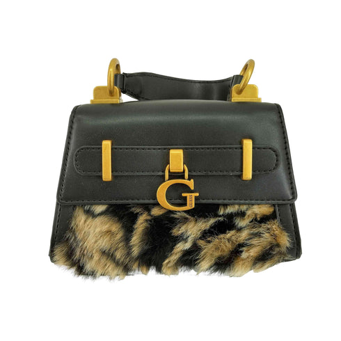ゲス GUESS BERGEN MICRO MINI ロゴデザイン ファー ハンドバッグ レディース