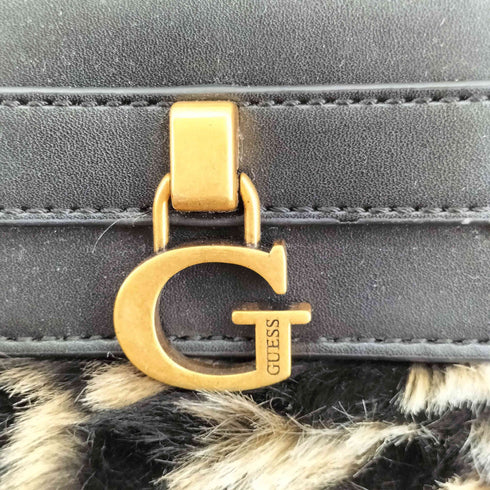 ゲス GUESS BERGEN MICRO MINI ロゴデザイン ファー ハンドバッグ レディース
