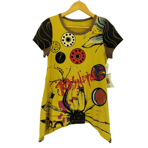 ヒロココシノ HIROKO KOSHINO 総柄 ビジュー フロッキー プリント Tシャツ レディース