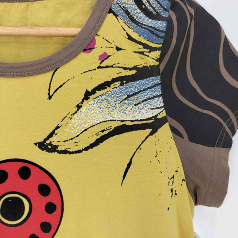 ヒロココシノ HIROKO KOSHINO 総柄 ビジュー フロッキー プリント Tシャツ レディース