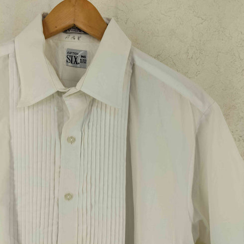 90S AFTER SIX アフターシックス 韓国製 コットン ポリ ピンタックプリーツ 半袖 ドレスシャツ メンズ M