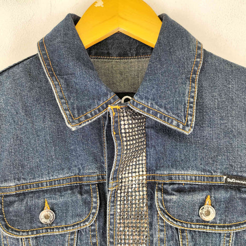 ドルチェアンドガッバーナ DOLCE&GABBANA 00S クリスタルジェム ダブルポケット デニムジャケット レディース import:XS