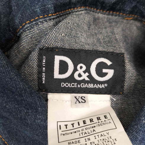 ドルチェアンドガッバーナ DOLCE&GABBANA 00S クリスタルジェム ダブルポケット デニムジャケット レディース import:XS