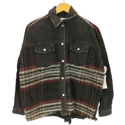 ザラ ZARA フリンジ ウール 異素材切替 デニムジャケット レディース import:XS