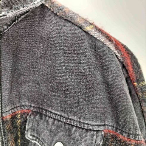 ザラ ZARA フリンジ ウール 異素材切替 デニムジャケット レディース import:XS