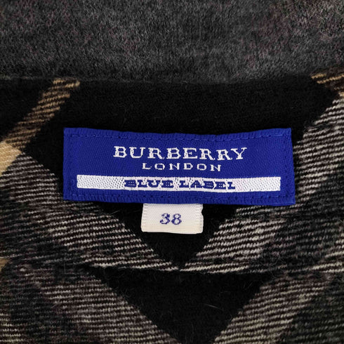 バーバリーブルーレーベル BURBERRY BLUE LABEL ロゴ刺繍 裏地ノバチェック ハーフジップ ニットワンピース レディース 38
