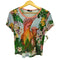 デシグアル Desigual 総柄 鳥 プリント クロップド S/S Tシャツ レディース import:S