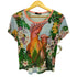 デシグアル Desigual 総柄 鳥 プリント クロップド S/S Tシャツ レディース import:S