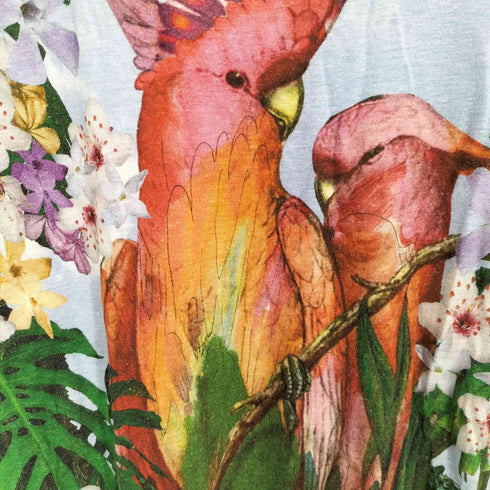 デシグアル Desigual 総柄 鳥 プリント クロップド S/S Tシャツ レディース import:S