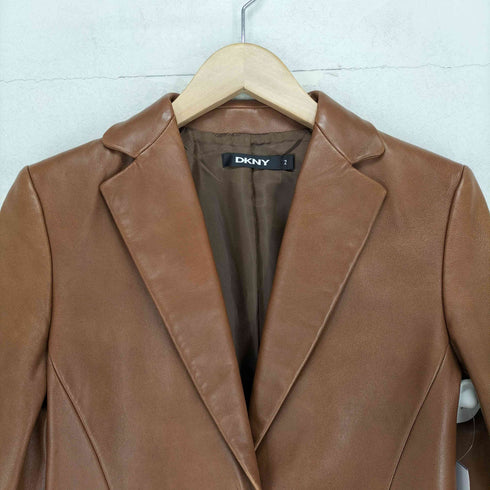 ダナキャランニューヨーク DKNY lamb leather 羊革 ラムレザー 1ボタン テーラードジャケット レディース 2