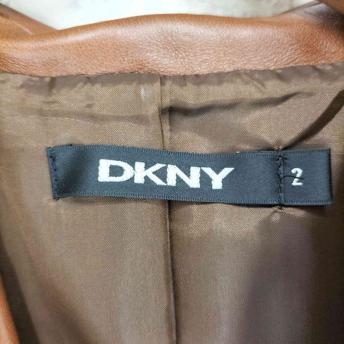 ダナキャランニューヨーク DKNY lamb leather 羊革 ラムレザー 1ボタン テーラードジャケット レディース 2
