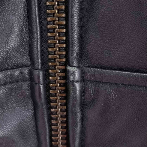 ウノピュウノウグァーレトレ 1PIU1UGUALE3 LAMB LEATHER 異素材切替 比翼ジップ ラムレザーコンビ ダウンジャケット メンズ L