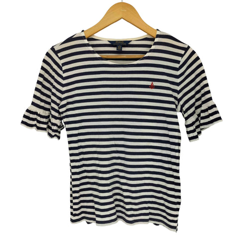 ポロラルフローレン POLO RALPH LAUREN ボーダーフリルスリーブカットソー レディース L (12-14)