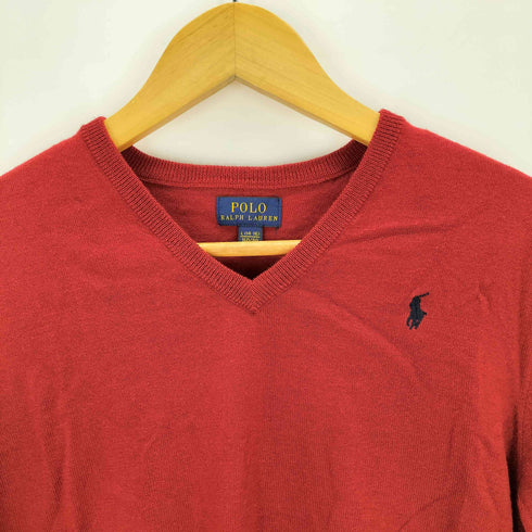 ポロラルフローレン POLO RALPH LAUREN スモールポニー刺繍 エルボーパッチ Vネックニット レディース L