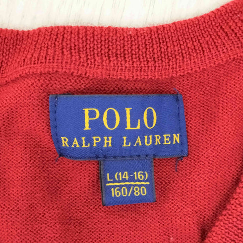 ポロラルフローレン POLO RALPH LAUREN スモールポニー刺繍 エルボーパッチ Vネックニット レディース L