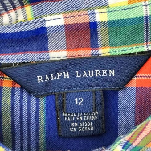 ラルフローレン RALPH LAUREN スモールポニー刺繍 チェック 長袖 フリルシャツ レディース 12