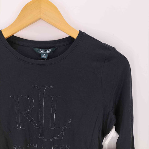 ローレンラルフローレン LAUREN RALPH LAUREN ラインストーン ロゴ 長袖 Tシャツ Y2K レディース S