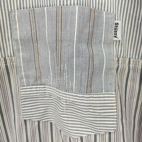 ステューシー Stussy ストライプ柄 切替デザイン 半袖シャツ メンズ XL