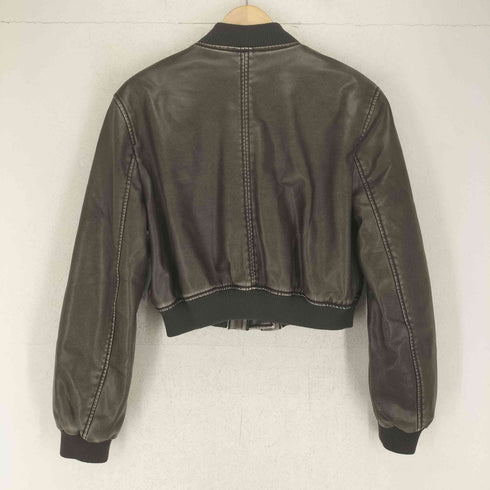 ザラ ZARA クロップド フェイクレザー ブルゾン レディース import:S