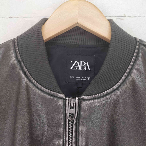 ザラ ZARA クロップド フェイクレザー ブルゾン レディース import:S