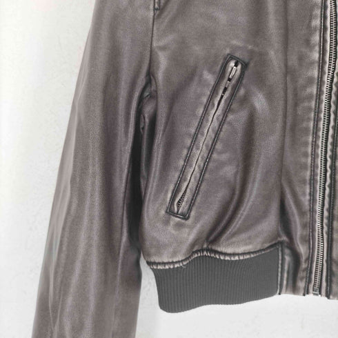 ザラ ZARA クロップド フェイクレザー ブルゾン レディース import:S