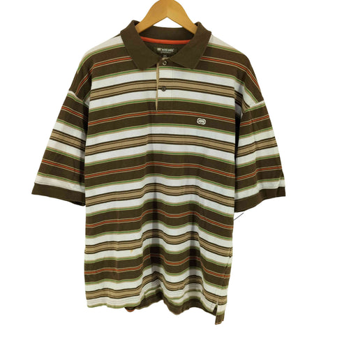エコーアンリミテッド ECKO UNLTD 90-00S マルチカラー ボーダー コットン ポロシャツ Y2K メンズ XXL
