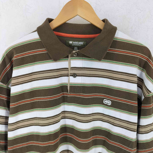 エコーアンリミテッド ECKO UNLTD 90-00S マルチカラー ボーダー コットン ポロシャツ Y2K メンズ XXL