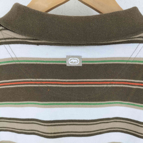 エコーアンリミテッド ECKO UNLTD 90-00S マルチカラー ボーダー コットン ポロシャツ Y2K メンズ XXL