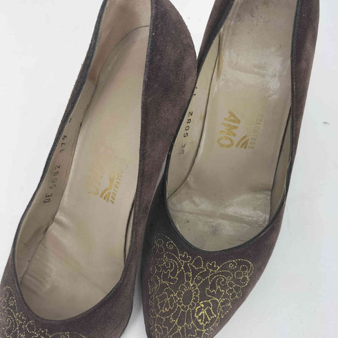 サルヴァトーレフェラガモ Salvatore Ferragamo スエード レザー デザイン ハイヒール レディース US:6
