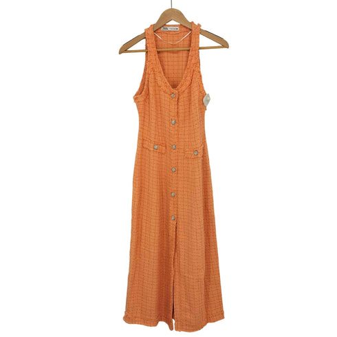 ザラ ZARA ツイード ノースリーブロングワンピース レディース import:M