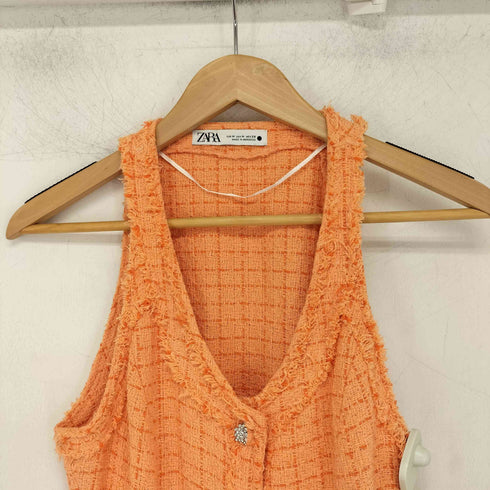 ザラ ZARA ツイード ノースリーブロングワンピース レディース import:M