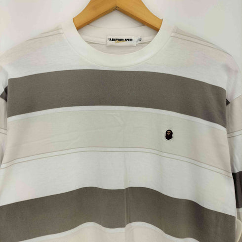 アベイシングエイプ A BATHING APE Classics ロゴ刺繍 ボーダー クルーネック ロングスリーブ Tシャツ メンズ JPN:L