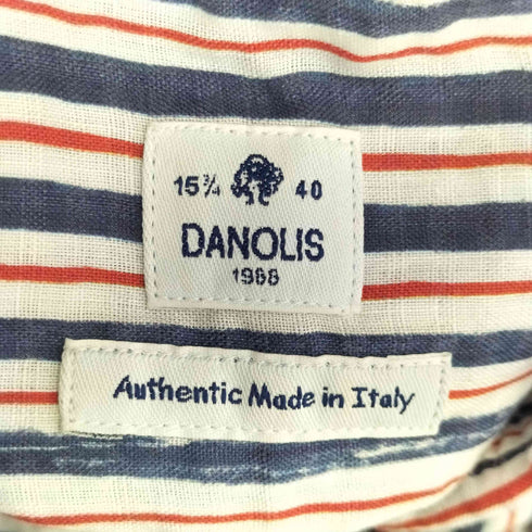 ダノリス DANOLIS イタリア製 ストライプ柄 リネン混 ロングスリーブシャツ メンズ 15 3/4