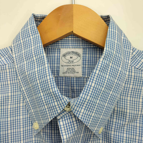 ブルックスブラザーズ 346 BROOKS BROTHERS ロゴ刺繍 ギンガムチェック B/D L/S シャツ ボタンダウンシャツ メンズ import:M