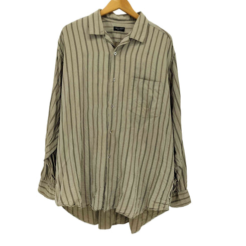コムデギャルソンオムプリュス COMME des GARCONS HOMME PLUS 80~90s フロント貝ボタン 開襟 ストライプ シルク オープンカラーシャツ メンズ