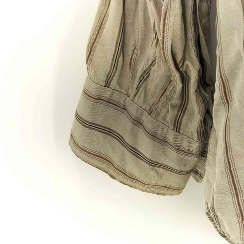 コムデギャルソンオムプリュス COMME des GARCONS HOMME PLUS 80~90s フロント貝ボタン 開襟 ストライプ シルク オープンカラーシャツ メンズ