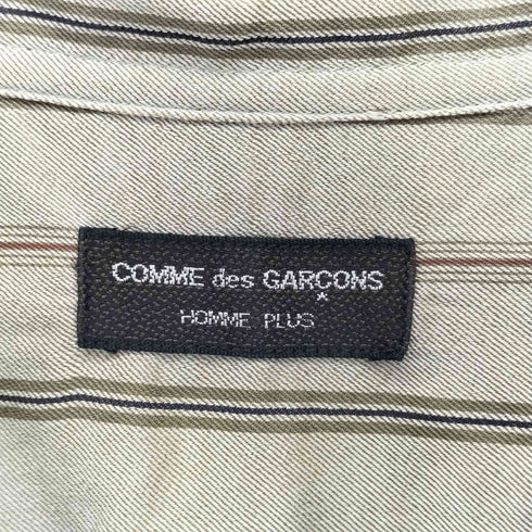 コムデギャルソンオムプリュス COMME des GARCONS HOMME PLUS 80~90s フロント貝ボタン 開襟 ストライプ シルク オープンカラーシャツ メンズ