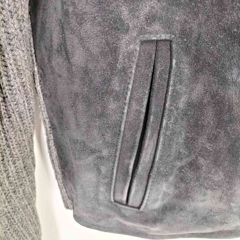 BRENIRE 英国製 スウェード カウレザー 切替 ウールニットジャケット メンズ import:L