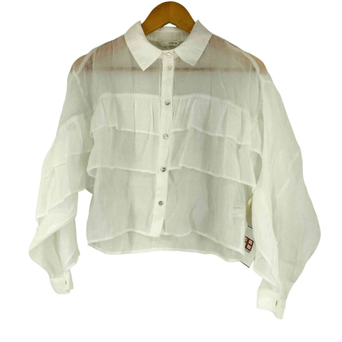 ザラ ZARA フリルデザイン シアーシャツブラウス レディース JPN:M