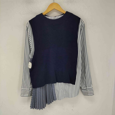 エレンディーク ELENDEEK PLEATS BL SET KT 3way ベスト付 長袖 アシンメトリー プリーツブラウス レディース FREE