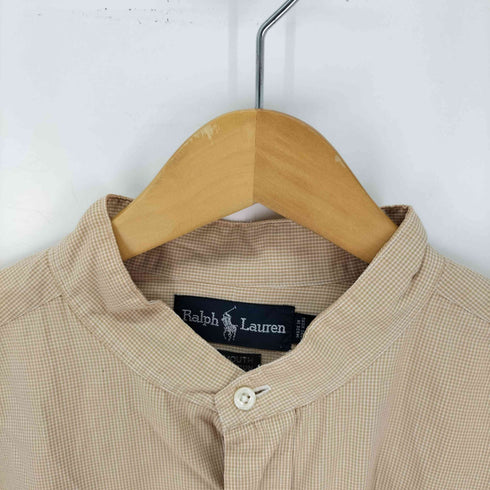 ラルフローレン RALPH LAUREN YARMOUTH チェック ノーカラー長袖シャツ メンズ 17 32/33