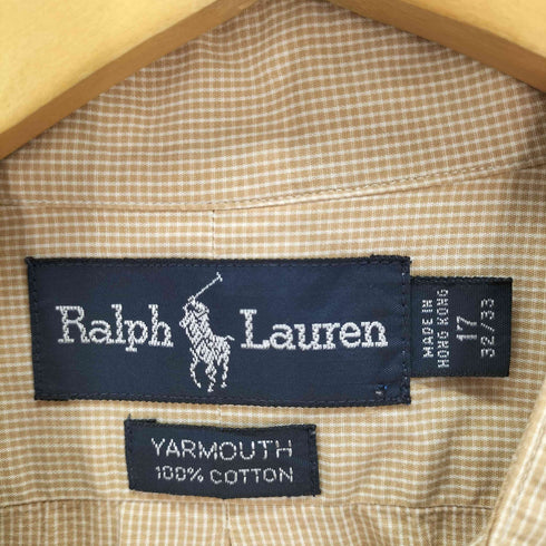 ラルフローレン RALPH LAUREN YARMOUTH チェック ノーカラー長袖シャツ メンズ 17 32/33