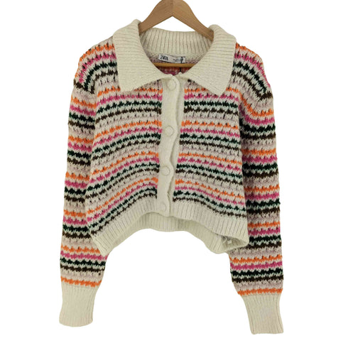 ザラ ZARA 襟付きマルチカラーカーディガン レディース import:L