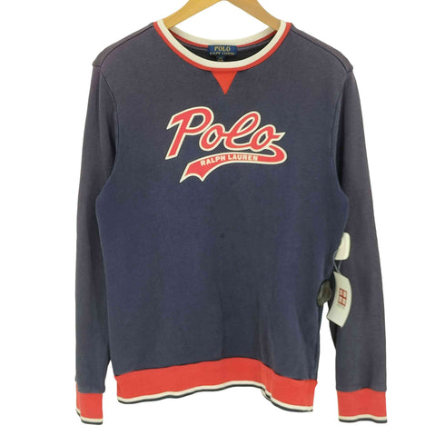 ポロラルフローレン POLO RALPH LAUREN スクリプトロゴ プリント 前Vガゼット プルオーバー スウェット プルオーバー メンズ import:L