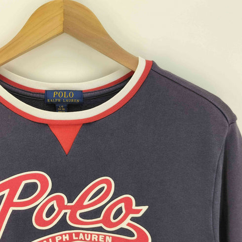 ポロラルフローレン POLO RALPH LAUREN スクリプトロゴ プリント 前Vガゼット プルオーバー スウェット プルオーバー メンズ import:L