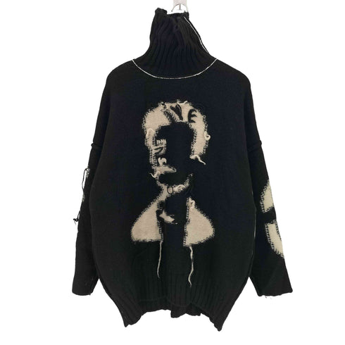 エムエムシックスメゾンマルジェラ MM6 Maison Margiela 21AW Reversed Intarsia Polo-Neck Sweater リバースデザイン タートルネック セーター レディース XL