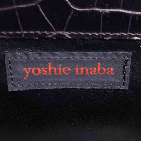 ヨシエイナバ YOSHIE INABA 牛革 クロコ型押し ハンドバッグ レディース