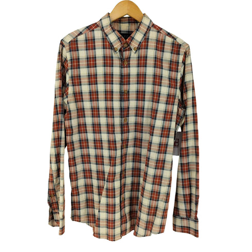アーペーセー A.P.C. チェック コットン リネン 長袖 ボタンダウン シャツ メンズ XS